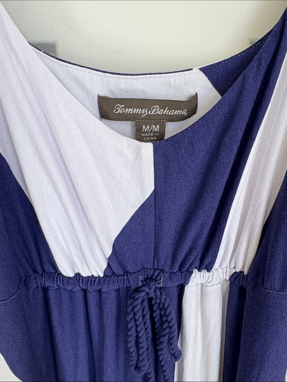 Tommy Bahama Navy and White Striped Maxi Dress with Drawstring Waist - Picture 2 of 5